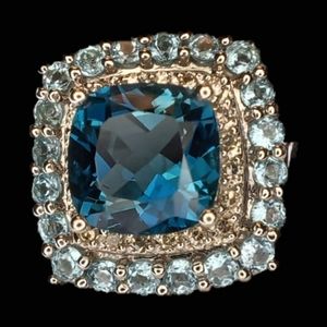 Topaz diamond gold ring